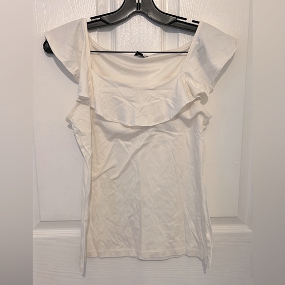ANN TAYLOR Women’s White Flutter Sleeve Popover Top Size XS - Picture 1 of 5